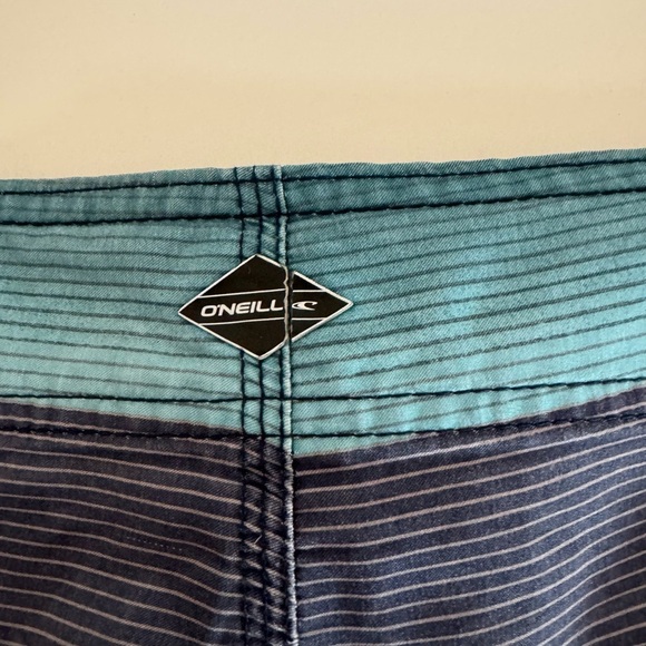O’Neill Men's Blue and Green Striped Swim Shorts Size 38 - Picture 7 of 7